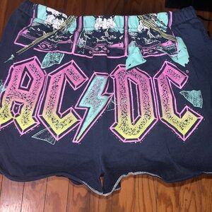 AC/DC Women's Athletic Shorts - Black with Pink and Yellow